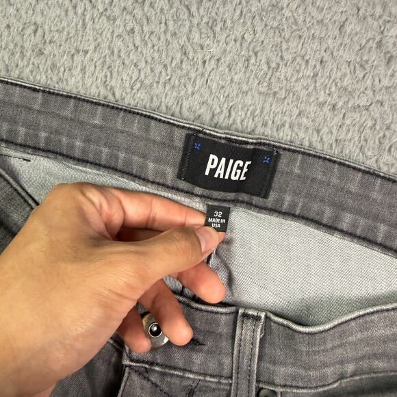 Paige Federal Jeans Mens 32x28 Gray Washed Faded Straight Leg Stretch - Picture 6 of 11